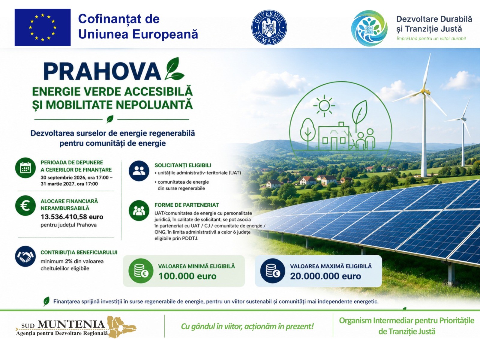 PDDTJ: Noi oportunități de finanțare pentru energia regenerabilă în județul Prahova