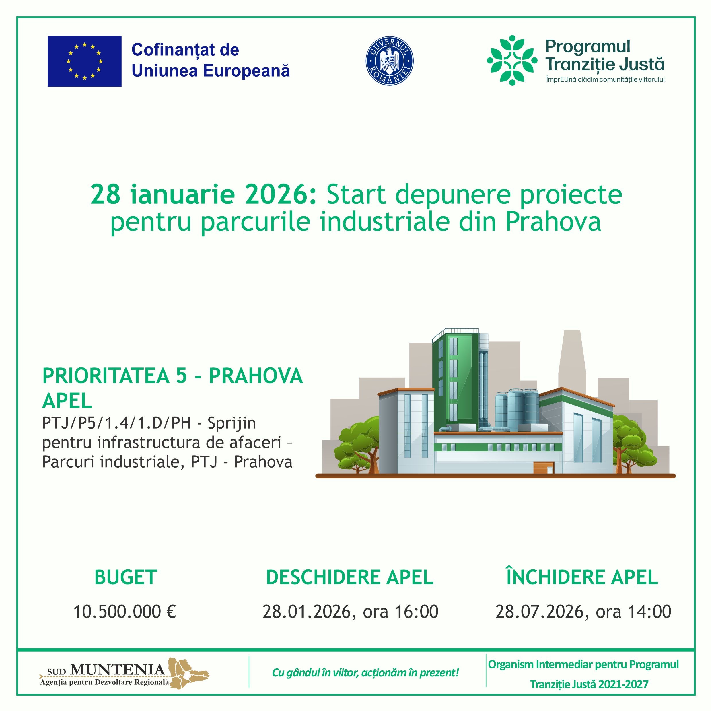 28 ianuarie 2026: Start depunere proiecte pentru parcurile industriale din Prahova