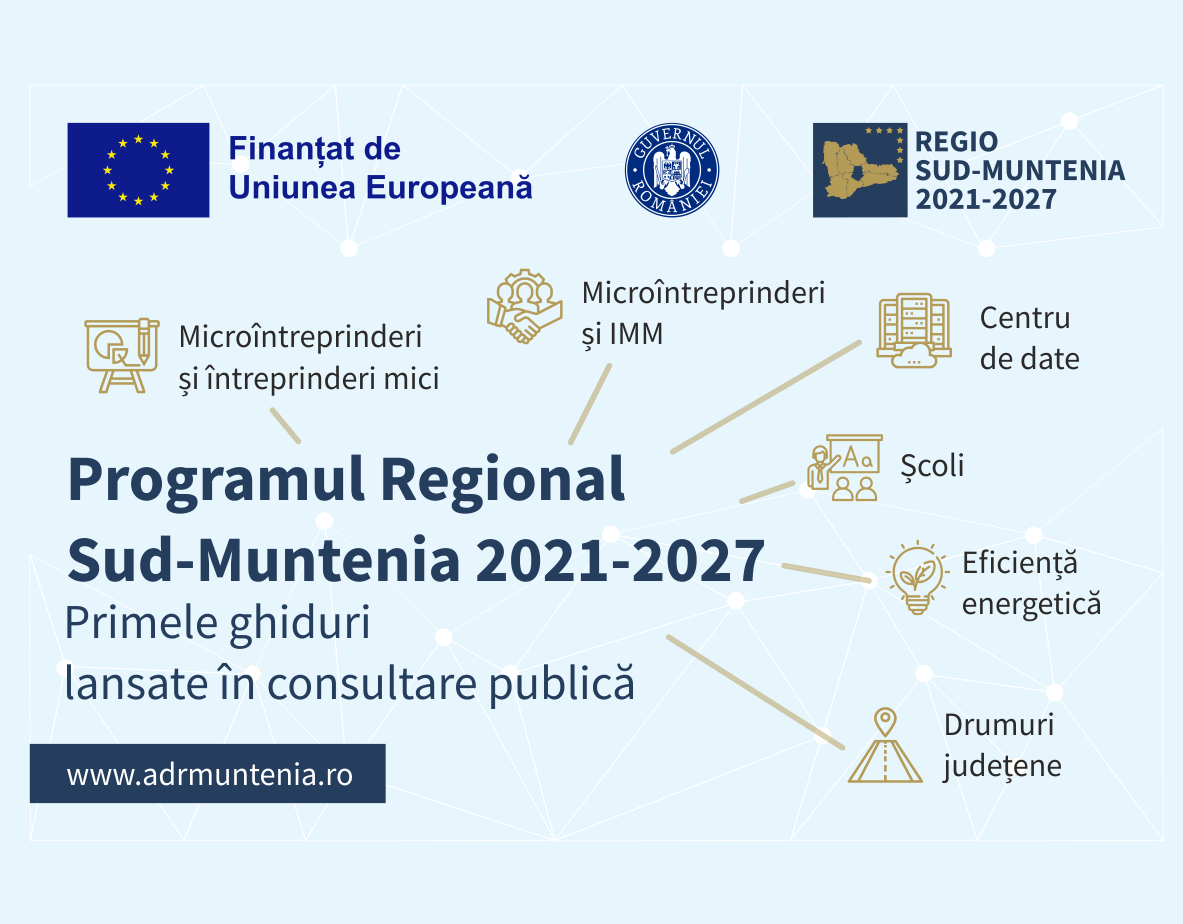 Primele ghiduri specifice pentru mediul de afaceri din cadrul PR Sud-Muntenia 2021-2027, lansate în consultare publică!
